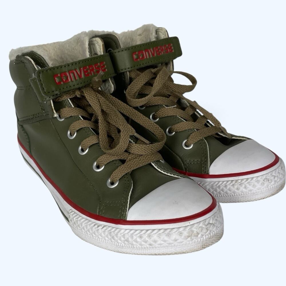 Converse All Star Chuck Taylor Leather High Top Sneakers Women's size 5 Green
